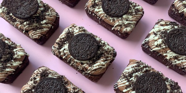 oreo biscuits cake on pink background sweet indulgence by mon